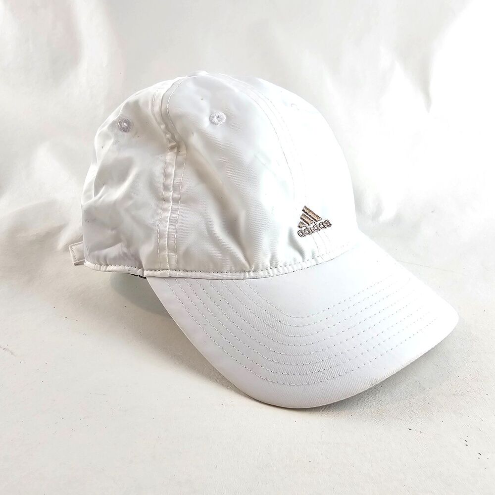 Adidas Womens White Adjustable Running Hat Cap Rose Gold Logo Lightweight